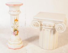 TWO MID CENTURY ENAMELLED METAL PLANT STANDS