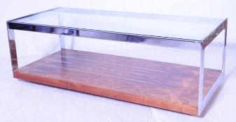 BELIEVE MERROW - LATE 20TH CENTURY CHROME & GLASS COFFEE TABLE
