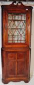 GEORGE III OAK GLAZED TOP CORNER CABINET