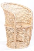 MID CENTURY WOVEN RATTAN TUB CHAIR