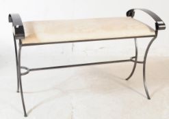 VINTAGE 20TH CENTURY EBONISED METAL WINDOW SEAT / STOOL