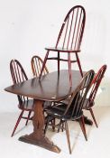 ERCOL - MID CENTURY DINING TABLE & FIVE CHAIRS
