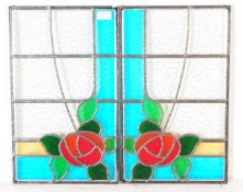 TWO VINTAGE 20TH CENTURY STAIN GLASS PANELS