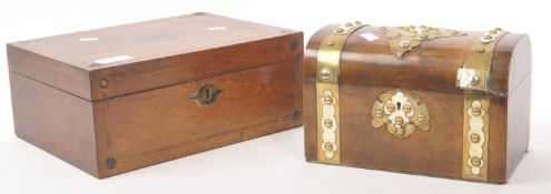 19TH CENTURY WALNUT TEA CADDY & VANITY BOX