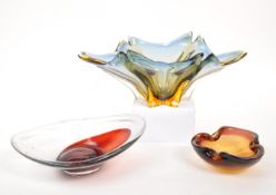 THREE MID CENTURY ITALIAN GLASS DISHES