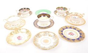 PARAGON - COLLECTION OF HARLEQUIN CABINET TEACUPS & SAUCERS