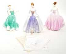 COALPORT - THREE LIMITED EDITION FIGURES INCL. THE ROSE BALL