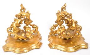 PAIR OF 19TH CENTURY WOOD GILT PAINTED HALL SCONCE SHELVES
