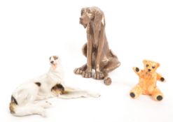 COLLECTION OF THREE ANIMAL ORNAMENTS - TEDDY BEAR & DOGS