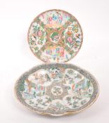TWO 19TH CENTURY FAMILE ROSE CERAMIC PLATES