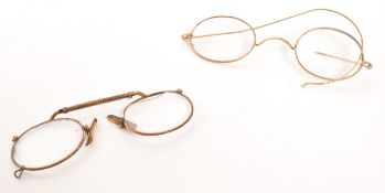 TWO PAIRS OF EARLY 20TH CENTURY GOLD PLATED GLASSES