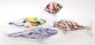 COLLECTION OF FOUR ITALIAN FISH FORM STUDIO ART GLASS