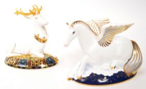 ROYAL CROWN DERBY - LIMITED EDITION PEGASUS & WHITE HEART