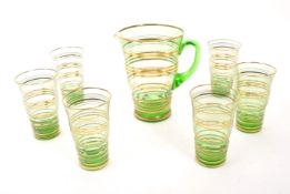 MID CENTURY RETRO GREEN & GOLD LEMONADE SET