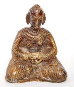 SMALL 19TH CENTURY HOLLOW BRONZE CHINESE BUDDHA FIGURE