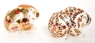 ROYAL CROWN DERBY - PAIR OF MOUNTAIN BEAR PAPERWEIGHTS