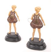 PAIR OF ART DECO MANNER HULA HOOP FIGURES