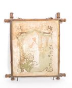 EARLY 20TH CENTURY TRIPTYCH MIRROR WITH BAMBOO FRAME