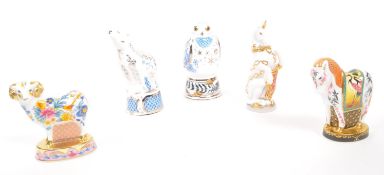 ROYAL WORCESTER - FIVE ANIMAL PORCELAIN CANDLE SNUFFERS