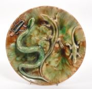 MAJOLICA PALISSY WARE TYPE WALL PLATE