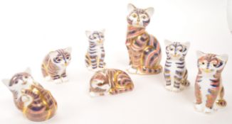 ROYAL CROWN DERBY - SEVEN IMARI TABBY PAPERWEIGHT CATS