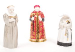 ROYAL WORCESTER - THREE CANDLE SNUFFERS INCL. CARDINAL WOLSEY