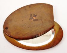 EARLY 20TH CENTURY EDWARDIAN HANDHELD OVAL SLIDE MIRROR