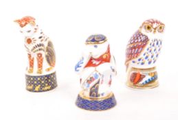 ROYAL WORCESTER - THREE PORCELAIN ANIMAL CANDLE SNUFFERS