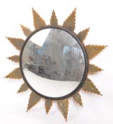 MID CENTURY CIRCA 1960S BRASS SUNBURST CIRCULAR MIRROR