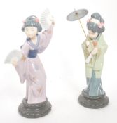 LLADRO - TWO PORCELAIN GEISHA FIGURES