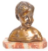 AFTER DONATELLO - BRONZE BUSY OF A YOUNG BOY MARBLE BASE