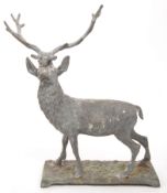 VINTAGE 20TH CENTURY CAST BRONZE STAG STATUE