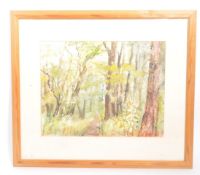 ELIZABETH DEVERELL - INTO THE WOOD - WATERCOLOUR, INK & OIL PASTEL