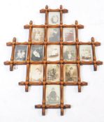 EARLY 20TH CENTURY WOODEN CARVED TRAMP ART PHOTO FRAME