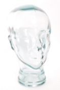 VINTAGE 20TH CENTURY PRESSED GREEN GLASS HEAD