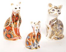 ROYAL CROWN DERBY - THREE CAT PAPERWEIGHTS INCL. MAJESTIC CAT