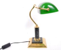 20TH CENTURY VINTAGE GREEN BANKERS LAMP WITH FAUX MARBLE