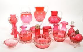 LARGE COLLECTION OF MID CENTURY CRANBERRY GLASS ITEMS