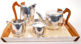 PICQUOT WARE - MID CENTURY COFFEE / TEA SET WITH TRAY