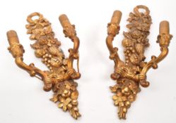 PAIR OF 19TH CENTURY WOOD GILT PAINTED WALL SCONCE LIGHTS