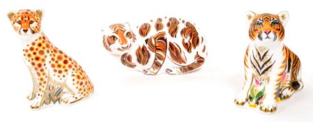 ROYAL CROWN DERBY - THREE BIG CAT PAPERWEIGHTS INCL. CHEETAH