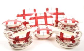 J&G MEAKIN - MID CENTURY RED HABITANT DINNER SERVICE