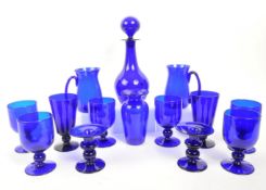 BRISTOL BLUE GLASS - COLLECTION OF BRISTOL BLUE GLASS ITEMS