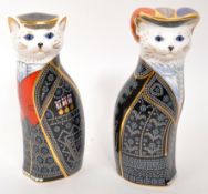 ROYAL CROWN DERBY - ROYAL CATS PAPERWEIGHTS PEARLY KING & QUEEN