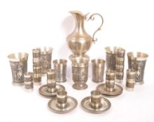 COLLECTION OF GERMAN SKS ZINN DRINKING ITEMS AND OTHER PEWTER