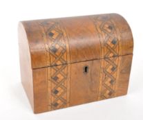 19TH CENTURY WALNUT TUNBRIDGE INLAID TEA CADDY
