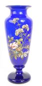 LARGE EARLY 20TH CENTURY BLUE VASE WITH FLORAL DECORATION