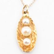 HALLMARKED 9CT GOLD & CULTURED PEARL PENDANT NECKLACE