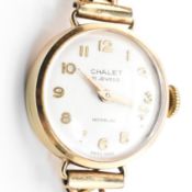 9CT GOLD & ROLLED GOLD CHALET WRISTWATCH