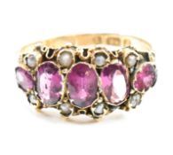 19TH CENTURY GARNET & PEARL RING